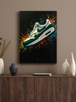 Tableau sneakers en toile - Baskets verte et blanche - Déco sneakers
