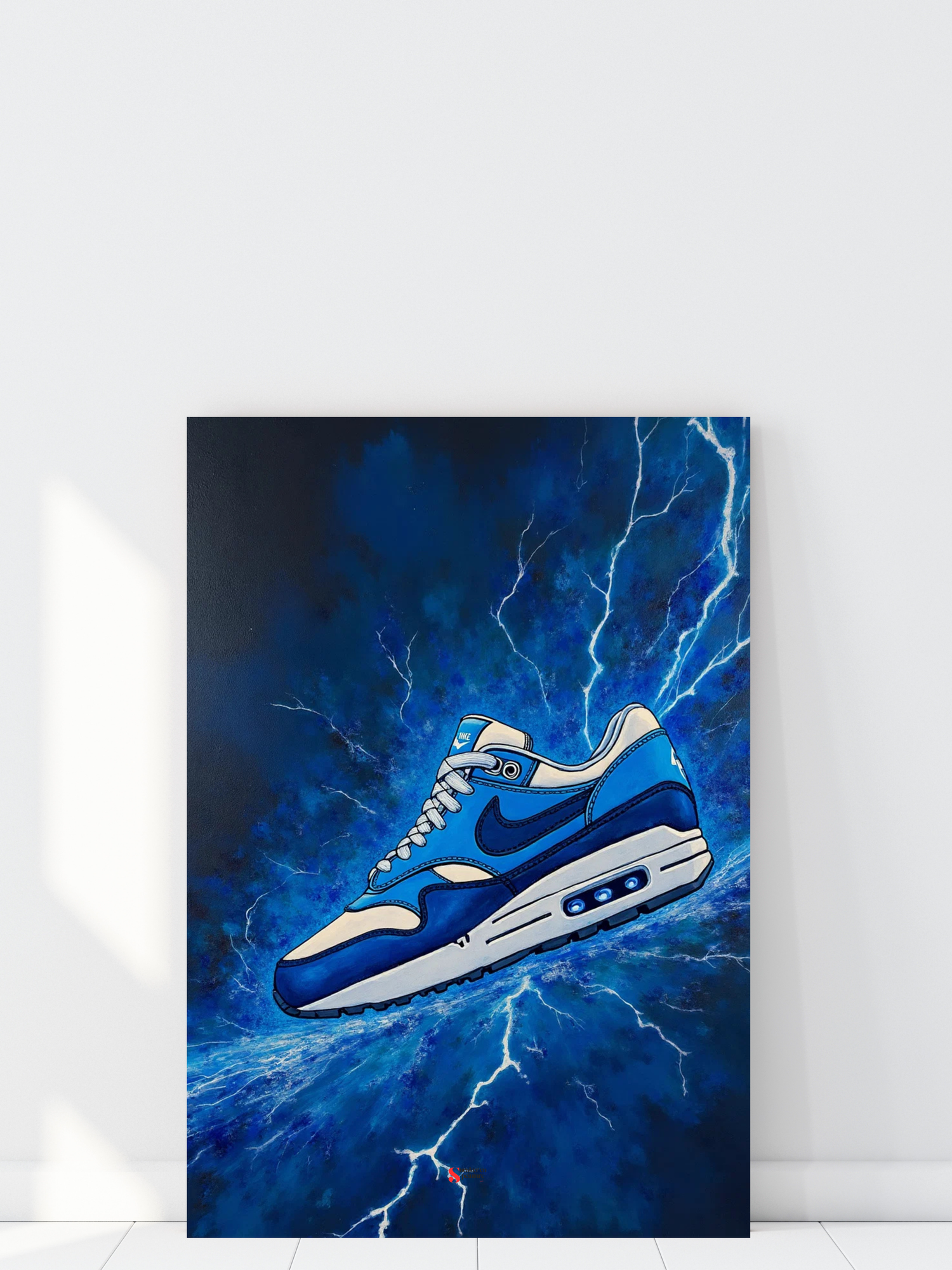 Tableaux sneakers en toile - Nike Air Max 1 Bleu et Blanche - Déco sneakers