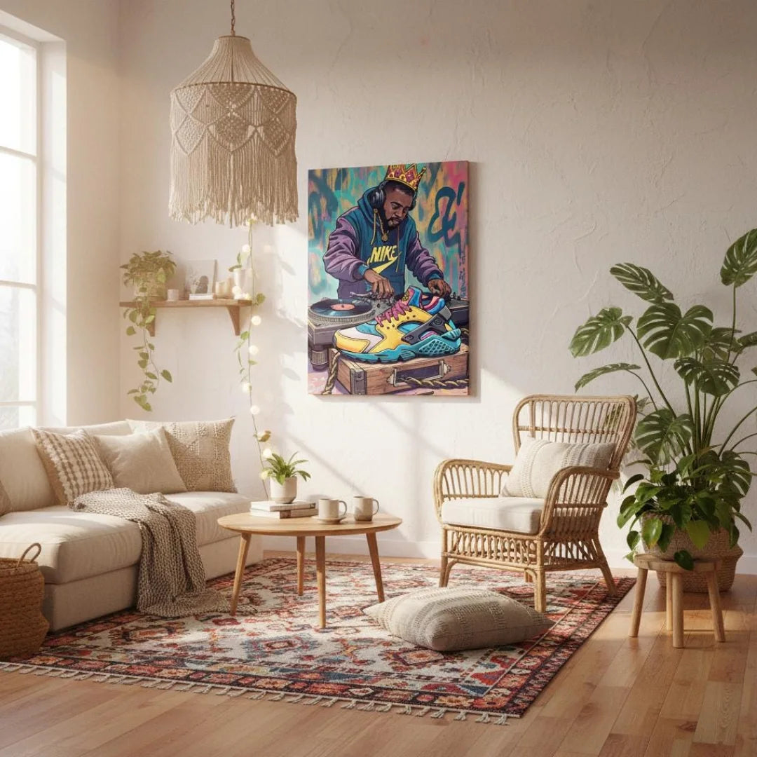 Tableau sneakers en toile DJ Huarache 45x60 cm - Décoration sneakers